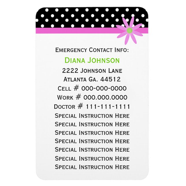 Contact d'urgence : Babysitter Premium Magnet (Vertical)