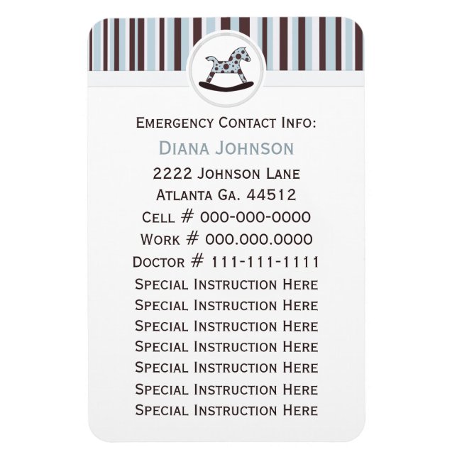 Contact d'urgence : Rocking Horse Premium Magnet (Vertical)