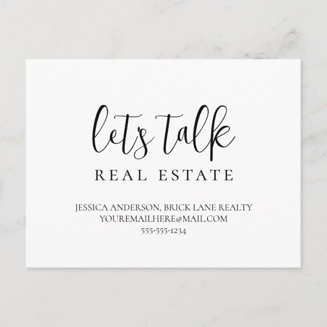 Contact Info Let's Talk Real Estate  Postcard (Front)