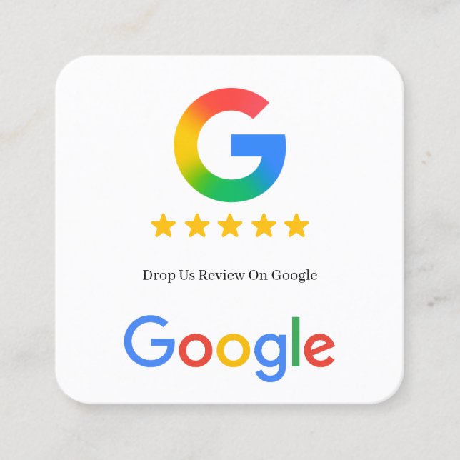 Contactless Google Review QR Code Link Square Business Card (Front)