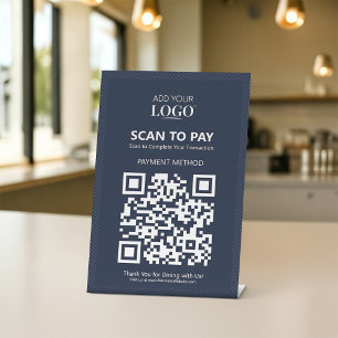Contactless Mobile Payment Business Logo Navy Blue Pedestal Sign
