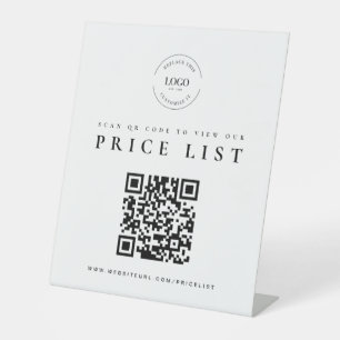 Contactless Price List QR Code Business logo Pedestal Sign