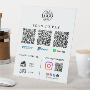 Contactless Qr Code Business Logo Scan To Pay Pedestal Sign