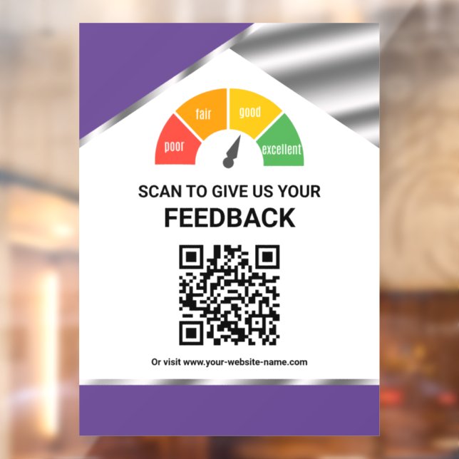 Contactless QR Code Customer Feedback Purple Window Cling (Sheet 2)