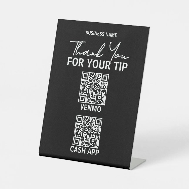 Contactless QR Code Payment Sign for Tips (Front)