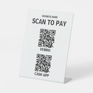 Contactless QR Code Payment Sign, Modern Pedestal Sign