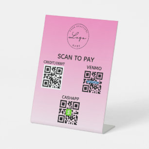 Contactless QR Code Scan to Pay Pink Pedestal Sign
