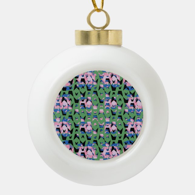 Contained Sky Flame Wings Ceramic Ball Christmas Ornament (Front)