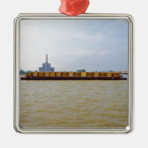 Container Barge Metal Ornament