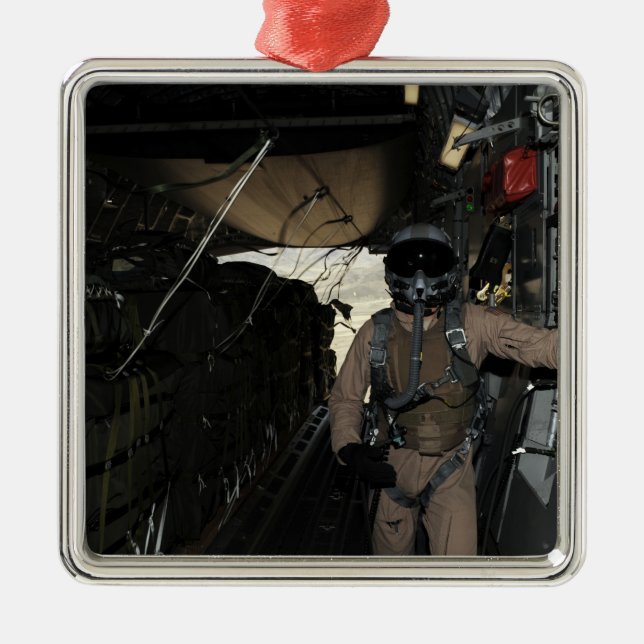 Container Delivery System bundles exit a C-17 Metal Ornament (Front)