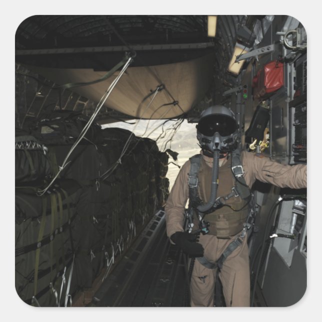 Container Delivery System bundles exit a C-17 Square Sticker (Front)