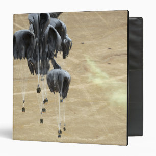 Container delivery system bundles parachute binder