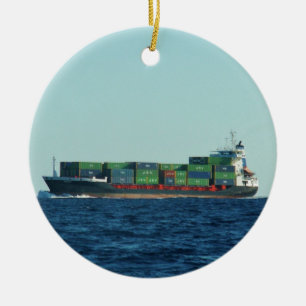 Container Ship Ceramic Ornament