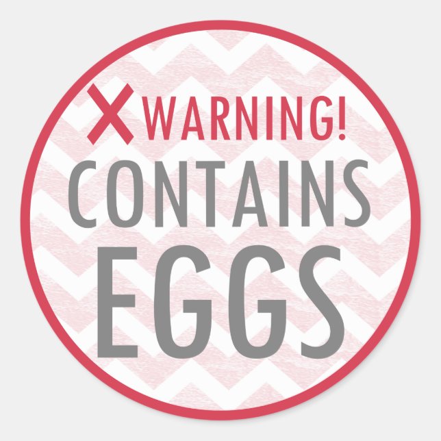 Contains Eggs Allergen Warning Red Classic Round Sticker (Front)