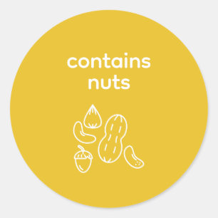 Contains Nuts – Mustard Round Allergen Label