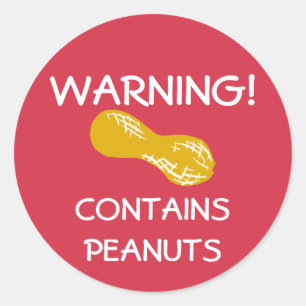 Contains Peanuts Food Allergy Alert Stickers