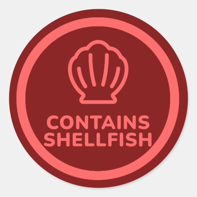 Contains Shellfish Fish Allergies Food Warning  Classic Round Sticker (Front)