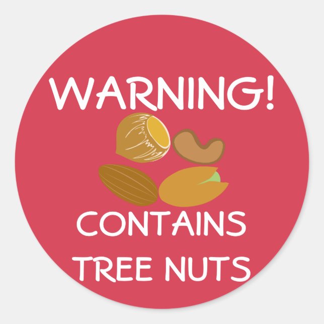 Contains Tree Nuts Food Allergy Alert Stickers (Front)