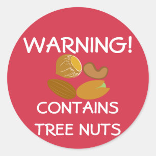 Contains Tree Nuts Food Allergy Alert Stickers