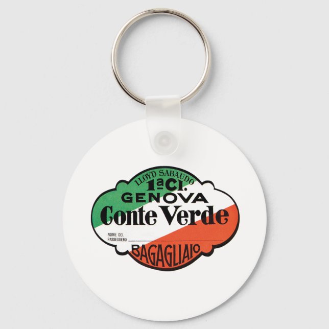 Conte Verde 1st Class Baggage Label Keychain (Front)