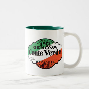 Conte Verde 1st Class Baggage Label Two-Tone Coffee Mug
