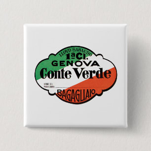 Conte Verde 1st Class Baggage Lable 2 Inch Square Button