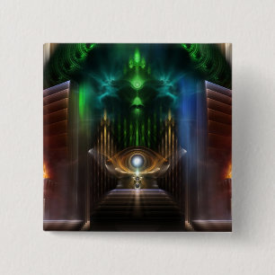 Contemplating Oz Fractal Art 2 Inch Square Button