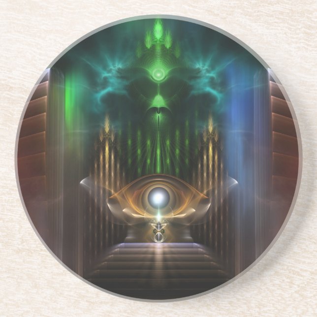 Contemplating Oz Fractal Art Sandstone Coaster (Front)