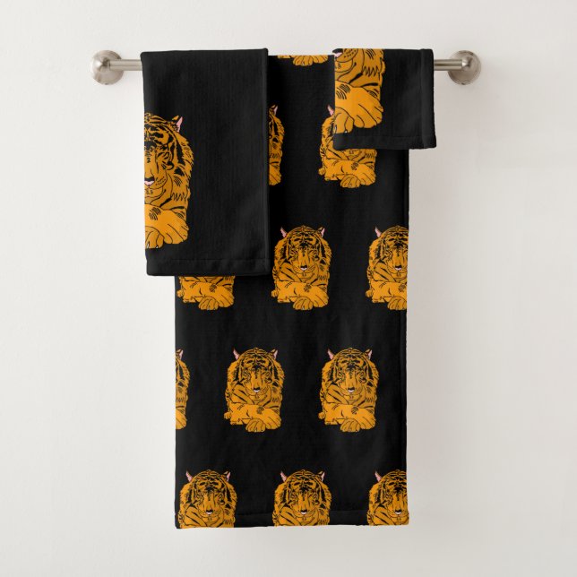 Contemplating Tiger  Bath Towel Set (Insitu)