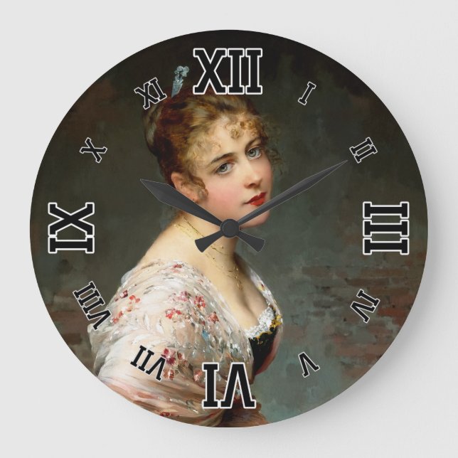 Contemplation by Eugene de Blaas Large Clock (Front)