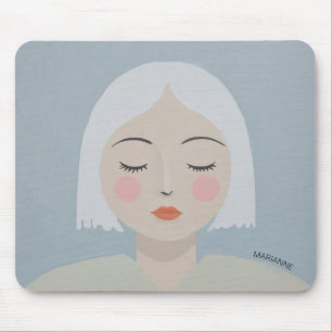 Contemplation - Minimalist Portrait Mouse Pad