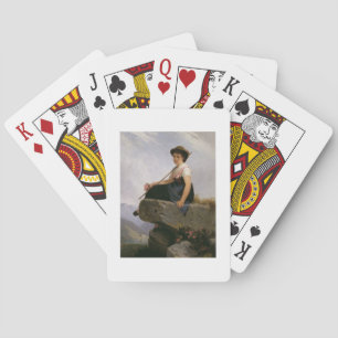 Contemplation (oil on panel) playing cards
