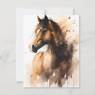 Contemplative Horse In Watercolors Holiday Card