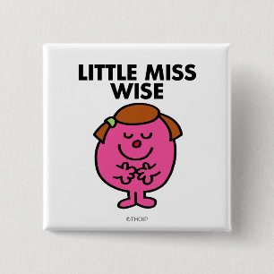 Contemplative Little Miss Wise 2 Inch Square Button