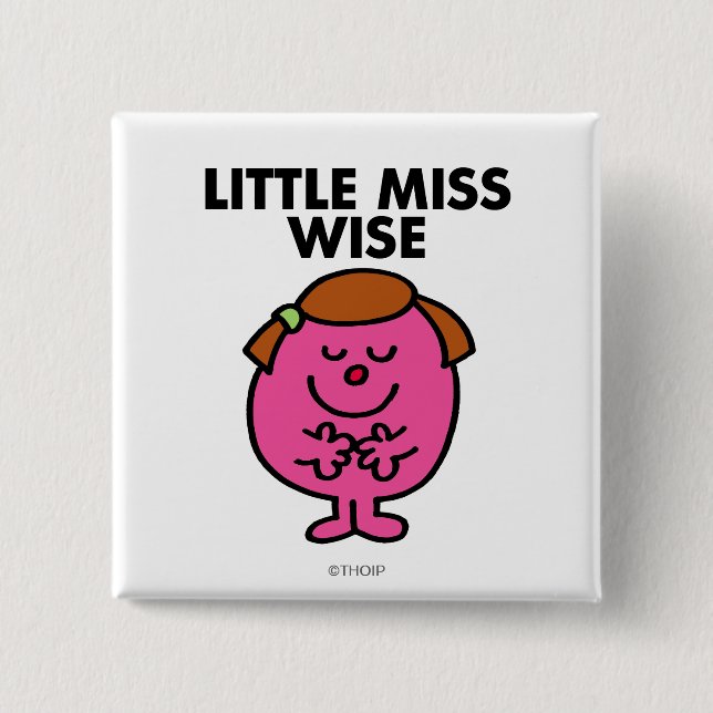 Contemplative Little Miss Wise 2 Inch Square Button (Front)