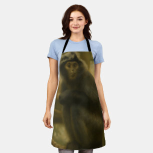 Contemplative Monkey – Serene Wildlife Art Apron