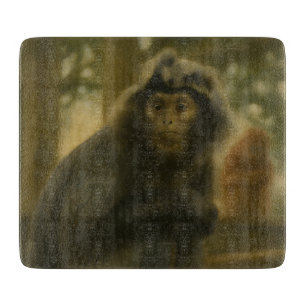 Contemplative Monkey – Serene Wildlife Art Cutting Board