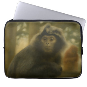 Contemplative Monkey – Serene Wildlife Art Laptop Sleeve