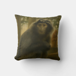 Contemplative Monkey – Serene Wildlife Art Throw Pillow
