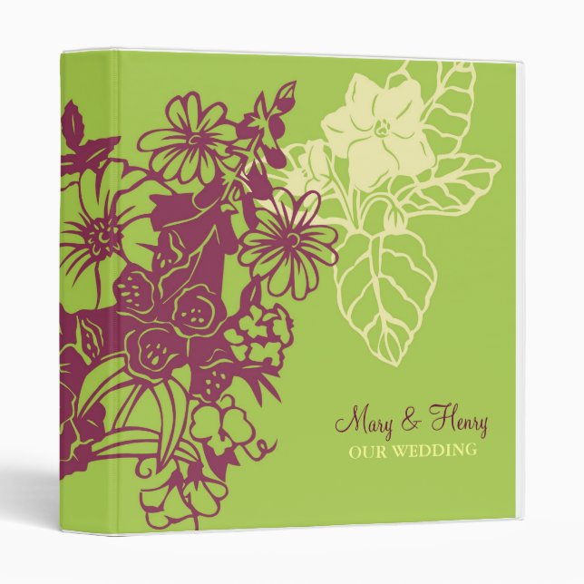 Contempo Floral (Leaf / Lavender) Wedding Binder (Front/Spine)