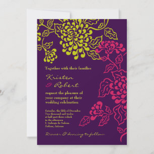 Contempo Floral (Purple / Chartreuse) v.2 Invitation