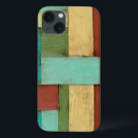 Contempoary Coastal Multicolored Painting iPhone 13 Case<br><div class="desc">Aqua, green, red and yellow meet in an explosion of colour reminiscent of a pattern on a beach deck. Hanging this contemporary coastal painting on your wall may entice you to take that vacation you've been putting off! Makes a great gift for anyone in need of a beach getaway.</div>