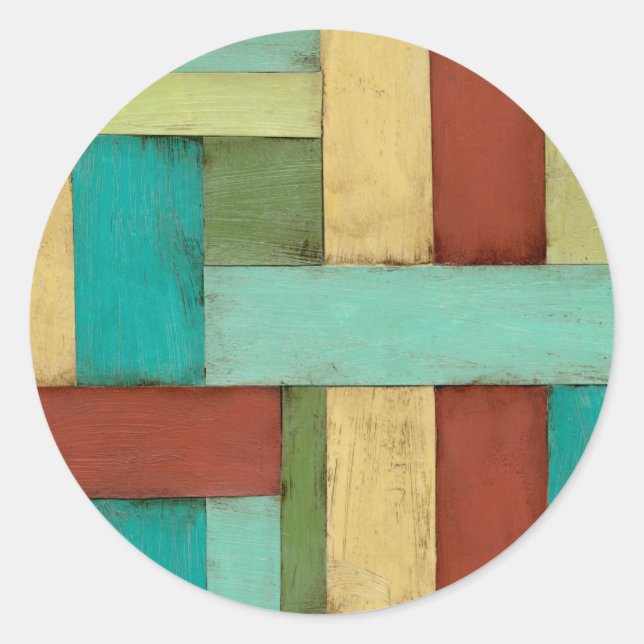 Contempoary Coastal Multicolored Painting Classic Round Sticker (Front)