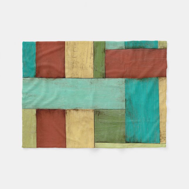 Contempoary Coastal Multicolored Painting Fleece Blanket (Front (Horizontal))