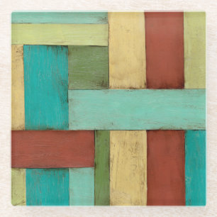 Contempoary Coastal Multicolored Painting Glass Coaster