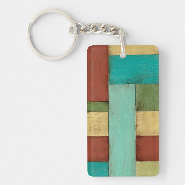 Contempoary Coastal Multicolored Painting Keychain (Front)