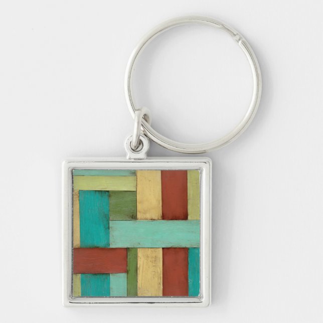 Contempoary Coastal Multicolored Painting Keychain (Front)