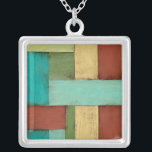 Contempoary Coastal Multicolored Painting Silver Plated Necklace<br><div class="desc">Aqua,  green,  red and yellow meet in an explosion of colour reminiscent of a pattern on a beach deck. Hanging this contemporary coastal painting on your wall may entice you to take that vacation you've been putting off! Makes a great gift for anyone in need of a beach getaway.</div>