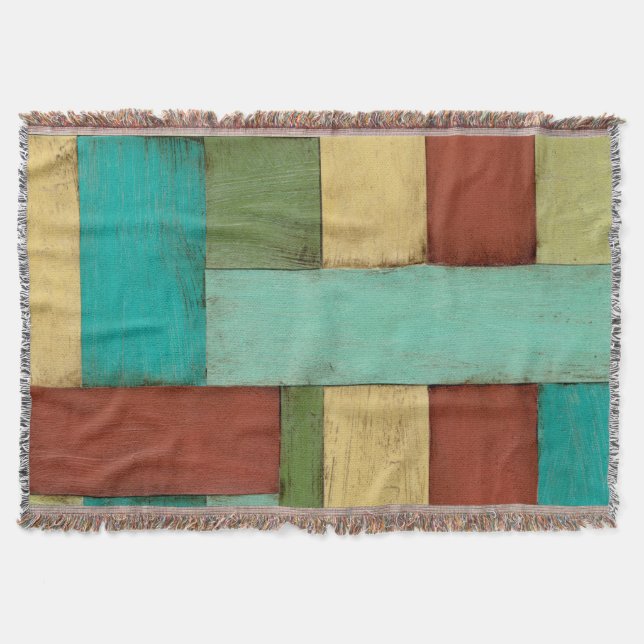 Contempoary Coastal Multicolored Painting Throw Blanket (Front)