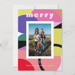 Contemporary 2 Photo Colourful Geometric Holiday Card